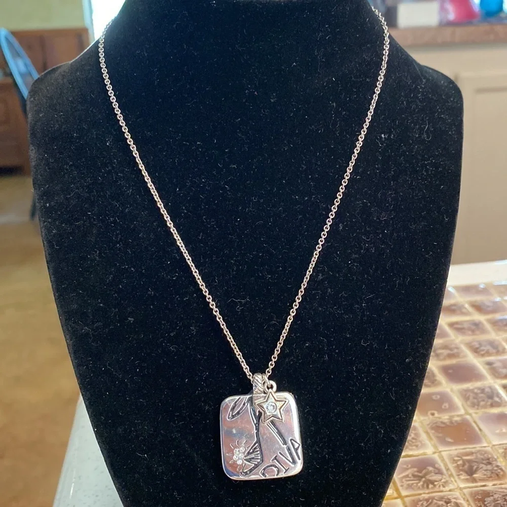 Brighton Diva Silver and Swarovski crystal inset square‎ pendant collar Necklace